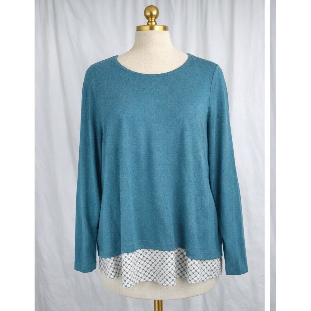 Talbots Polpover Knit Sweater Split Back Preppy Layered Look Medium Petite MP